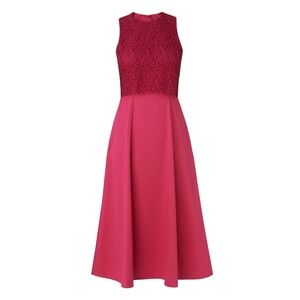 EUC LK Bennett Lace Bodice Midi Dress | Size 4 | Red Pink w/ Pockets